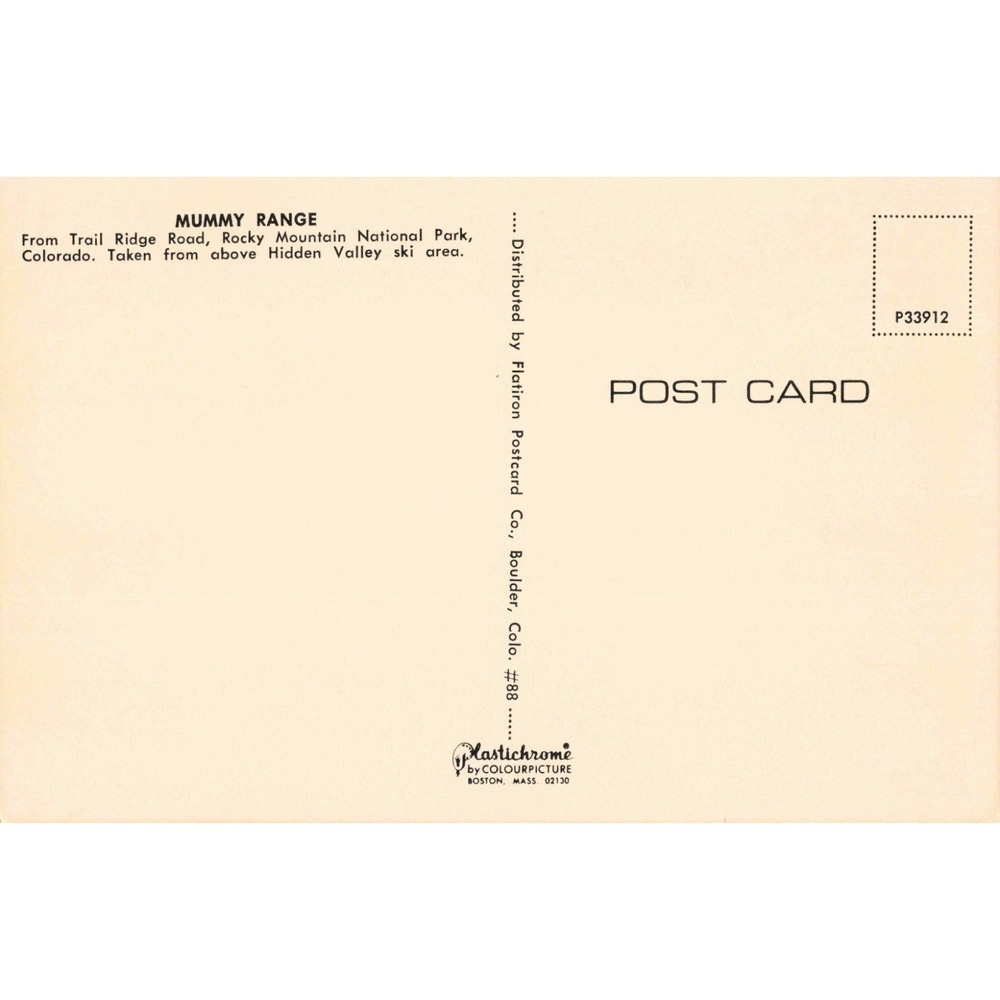 Mummy Range Rocky Mountain National Park Colorado Plastichrome Postcard P33912 - Picture 2 of 2